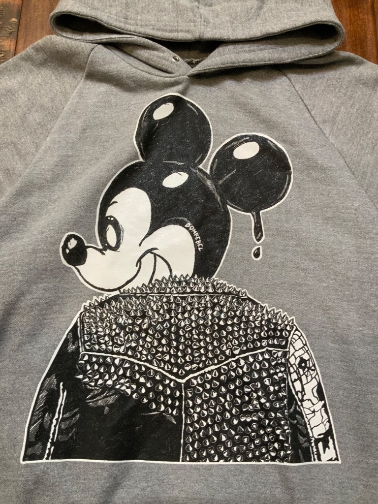 Domrebel Montreal Gray Biker Mickey Mouse Hoodie Sweatshirt, Size L — image 2 of 6